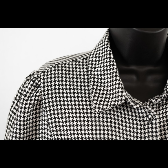 Zara Houndstooth print long sleeve buttons down shirt size M - Picture 3 of 16